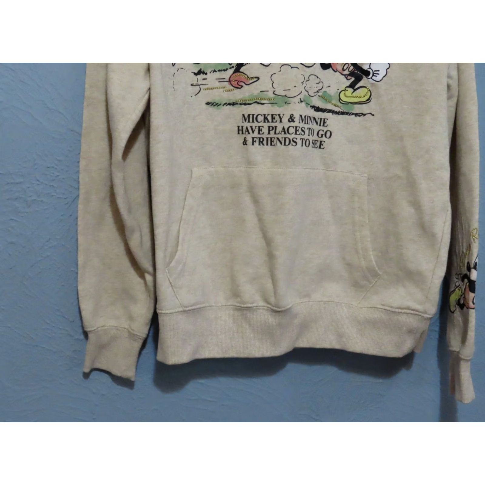 Disney Disney Women's Hoodie Mickey & Minnie Have Places to Go Fleece Pullover Embroidered Logo Graphic Ivory S Size S / US 4 / IT 40 - 3 Thumbnail