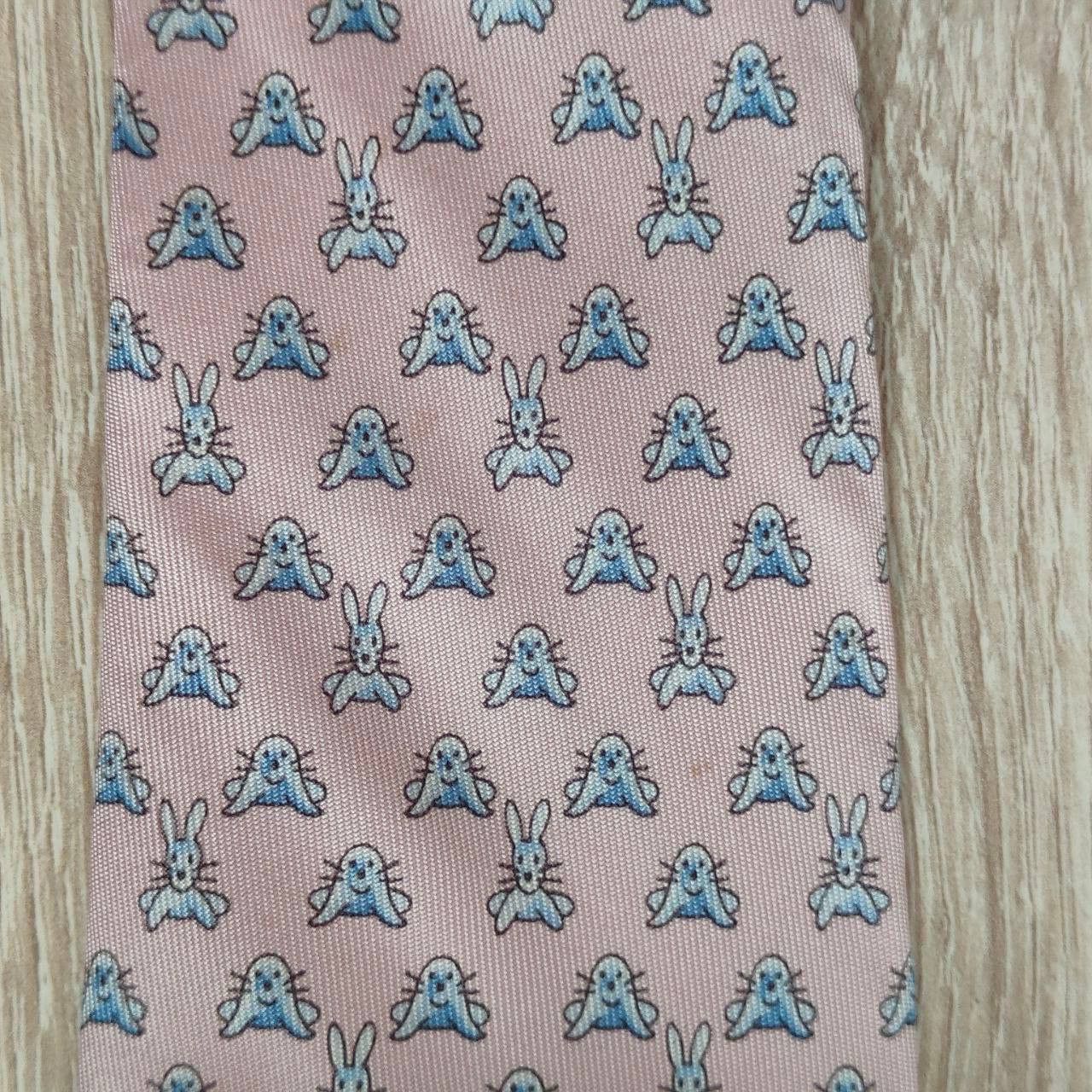 Hermes Hermes Paris Silk Tie 5272 SA Animals Pink Size ONE SIZE - 6 Thumbnail