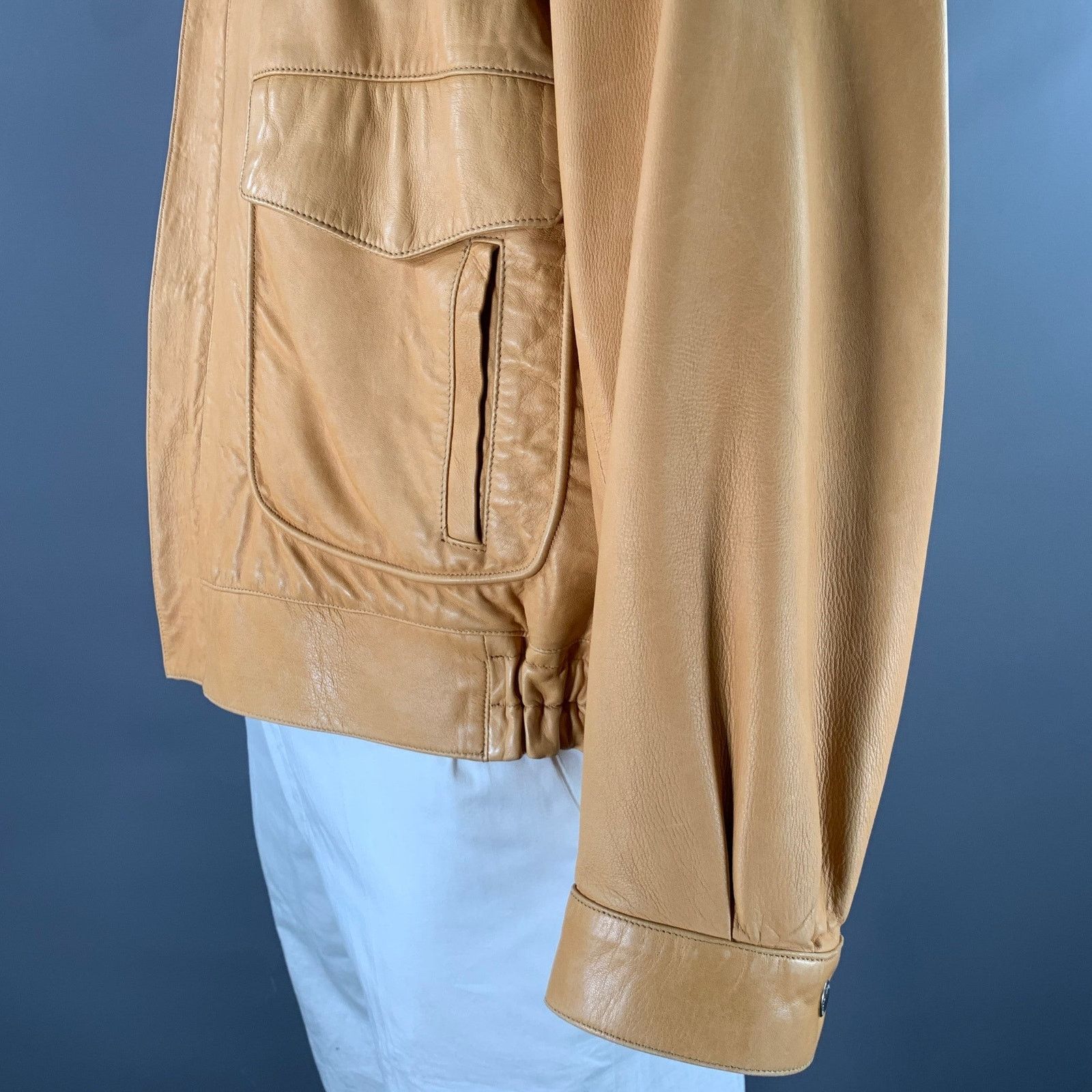 Other SCUOLA DEL CUOIO Size XL Camel Leather Bomber Jacket Size US XL / EU 56 / 4 - 5 Thumbnail