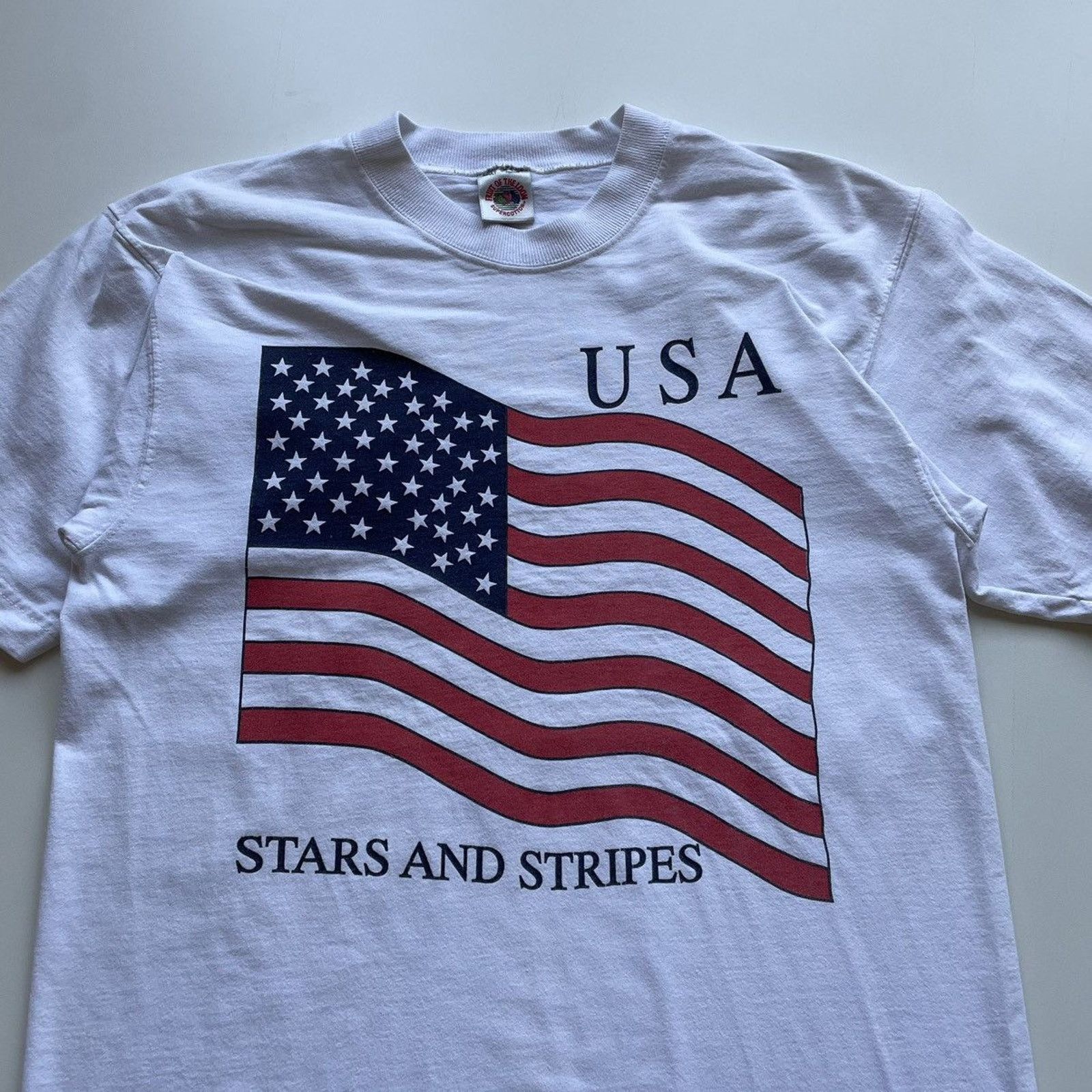 Fruit Of The Loom Vintage 90s USA Stars And Stripes Flag Art T Shirt Medium Size US M / EU 48-50 / 2 - 2 Thumbnail