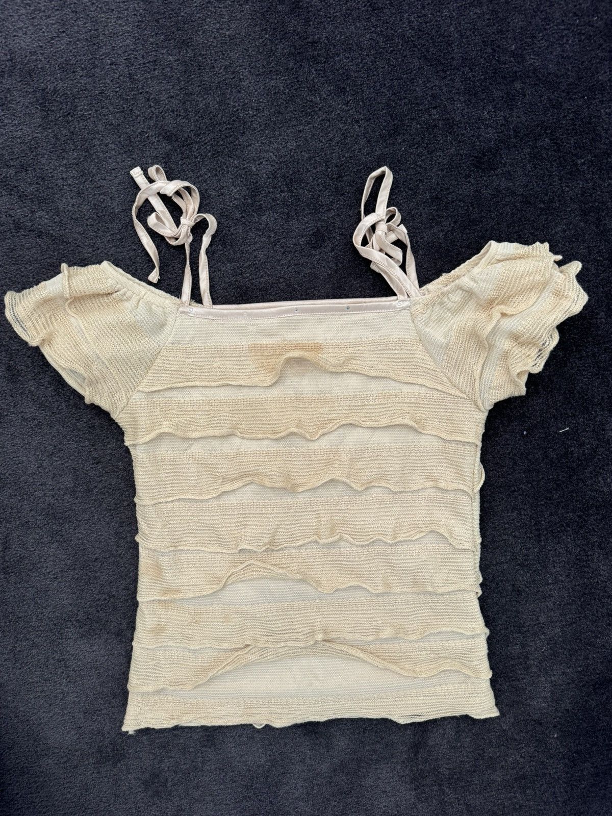 Vintage Ruffled off the shoulder vintage top with tie detail Size S / US 4 / IT 40 - 3 Thumbnail