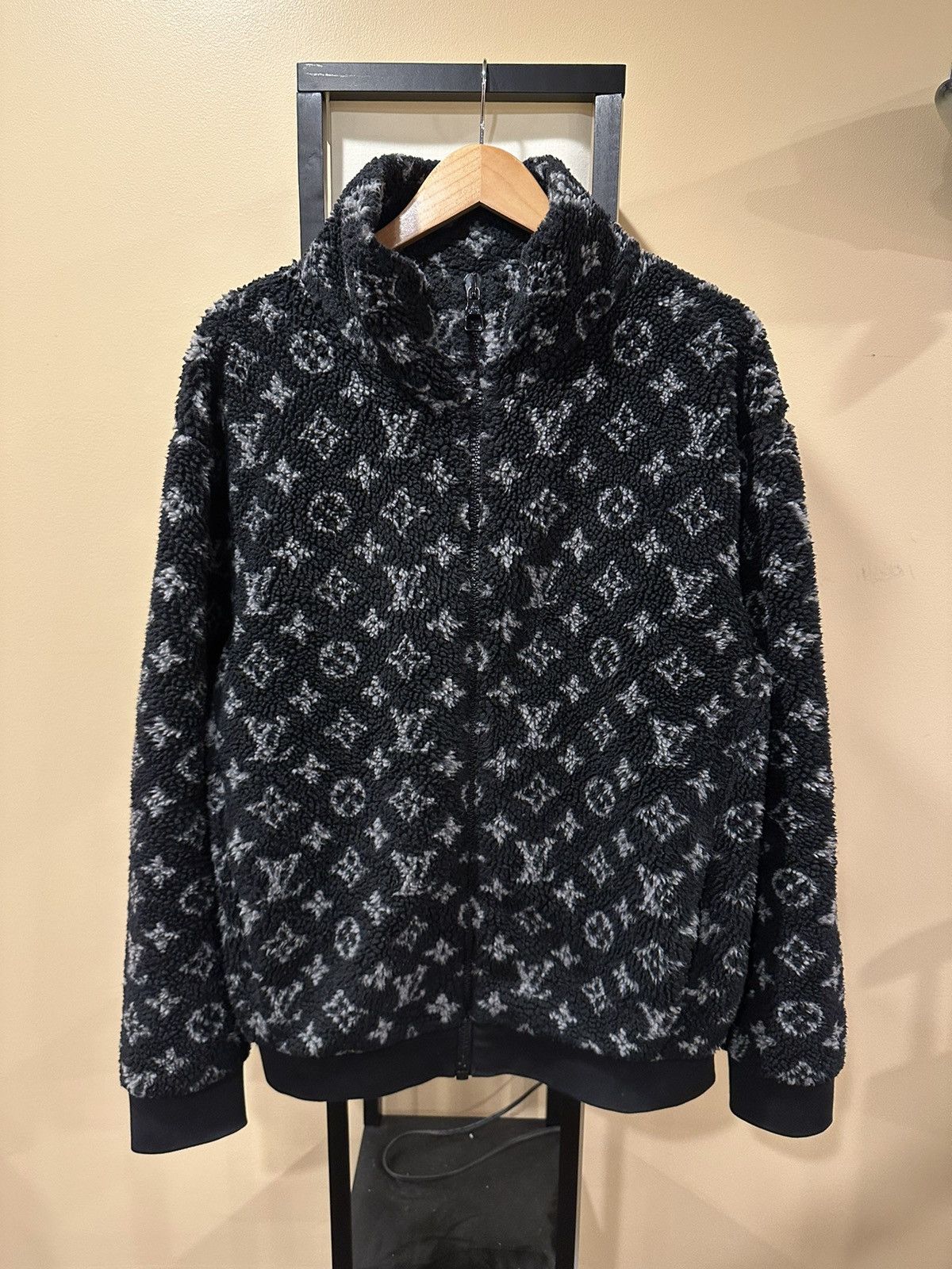 Louis Vuitton x Virgil Monogram Jacquard Fleece Navy Jacket