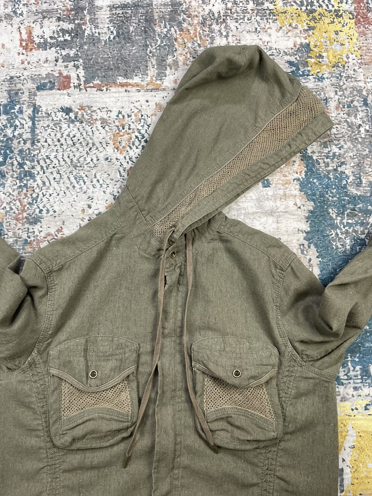 Le Grande Bleu (L.G.B.) G.O.A Military Cargo Pocket Hooded Overshirt Jacket Size US S / EU 44-46 / 1 - 3 Thumbnail