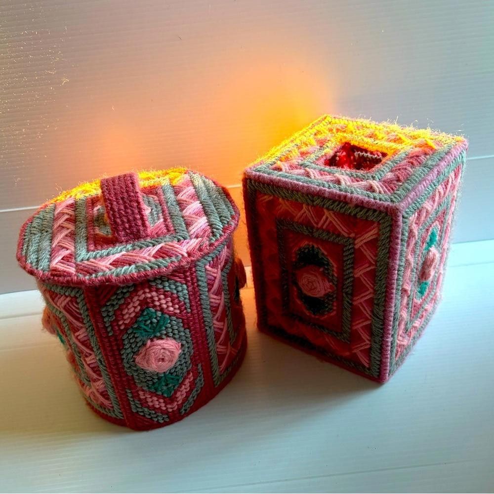Designer Vintage Needlepoint Kleenex and Q-tips Box Cover Size ONE SIZE - 1 Thumbnail