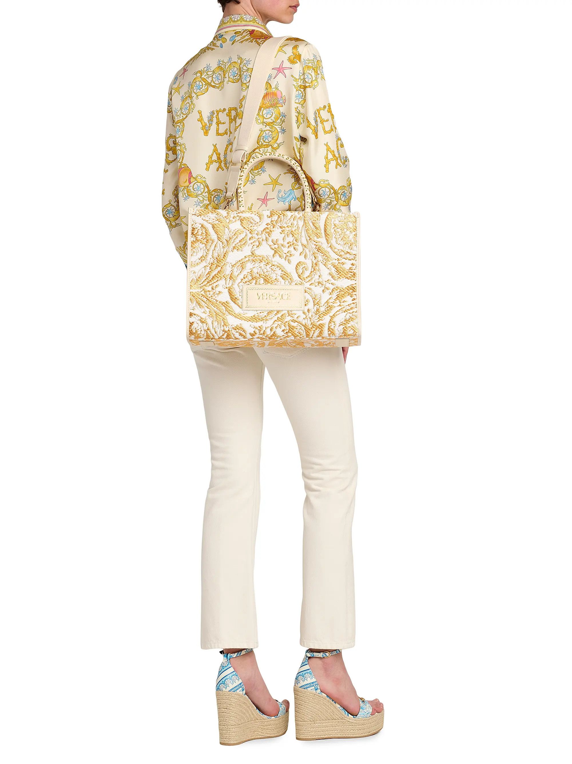 Versace os11x0126 Size: OS / Large Athena Jacquard Raffia Tote Bag Size ONE SIZE - 2 Thumbnail