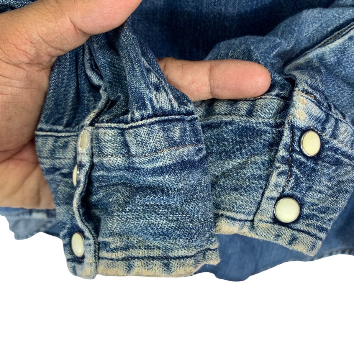 Blue Blue Japan × Indigo × Japanese Brand Vintage Blue Blue Japan Western Denim Snap Button Shirt Size US M / EU 48-50 / 2 - 9 Thumbnail