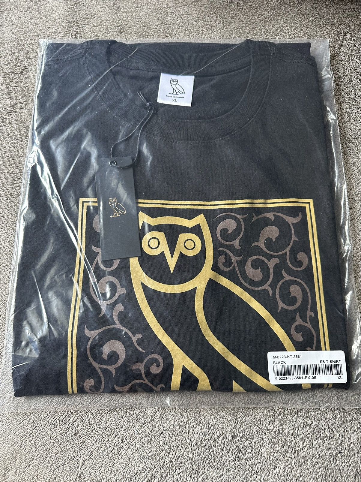 image of Drake x Octobers Very Own Ovo Arabic Family Owl T-Shirt Tee in Black, Men's (Size XL)