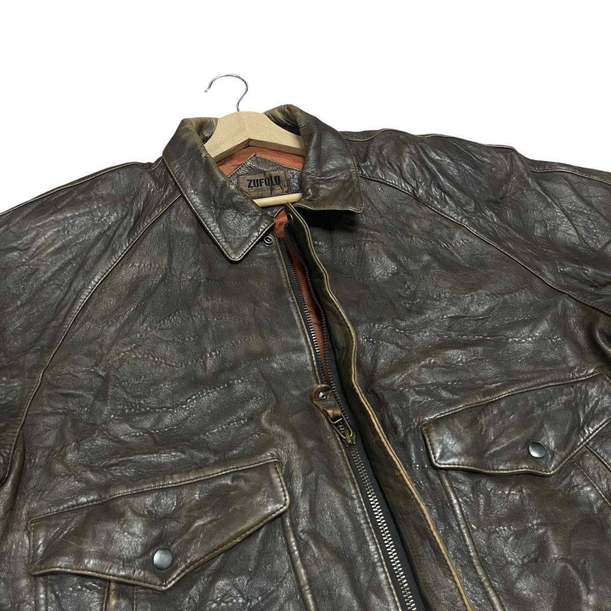 Leather Vintage Zufolo Sheepskin Flight Leather Bomber Jacket Size US L / EU 52-54 / 3 - 12 Thumbnail