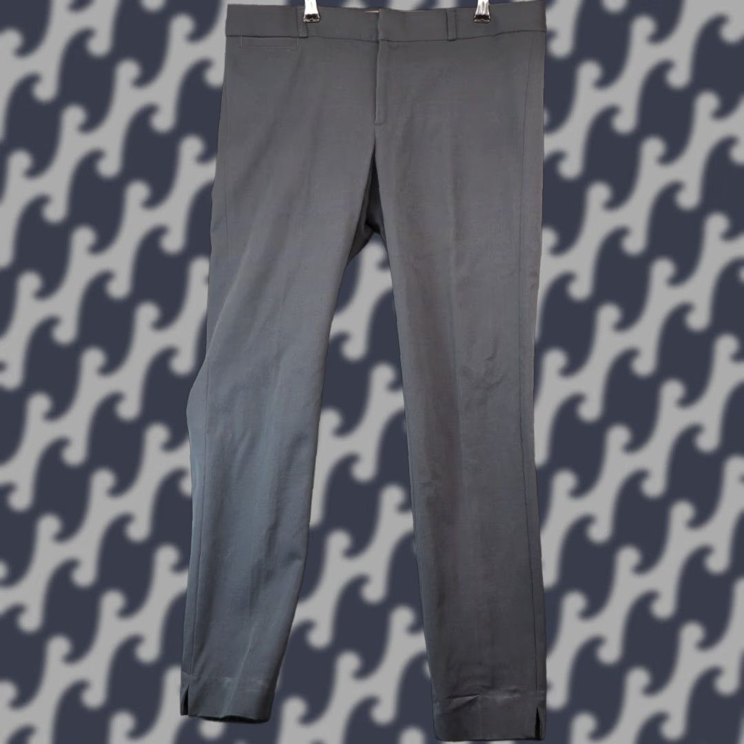 Banana Republic Sloan Dress Pants Gray Mid-Rise Women 8 Slim Straight Pockets Plaid Cotton Blend Dress Pants in Grey (Size 30)