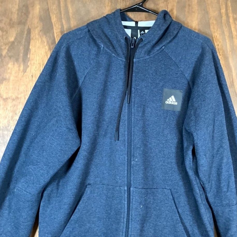 Adidas Adidas Mens Jacket Blue Heathered Full Zip Hoodie Casual Body Warmer L Size US L / EU 52-54 / 3 - 2 Thumbnail