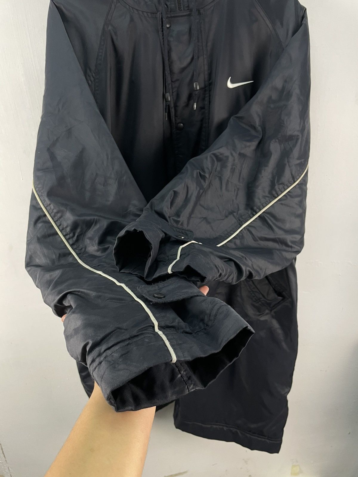 Nike × Vintage Vintage 90s Nike Center Raincoat Hoodie Jacket Sherpa Lining Size US L / EU 52-54 / 3 - 9 Thumbnail