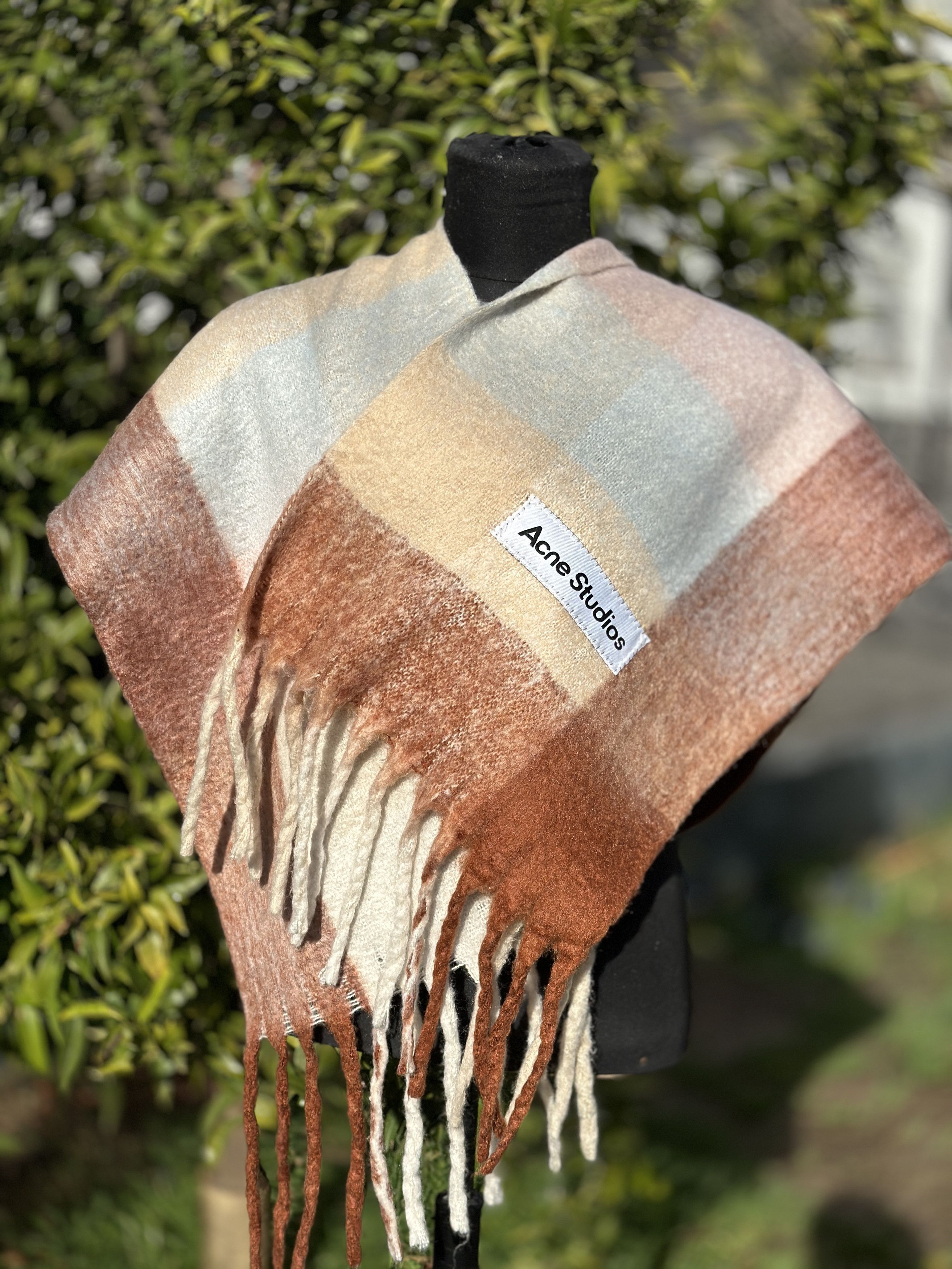 Acne Studios Acne Studios Multicolor Checked WoolMohair Blend Scarf Beige Size ONE SIZE - 4 Thumbnail