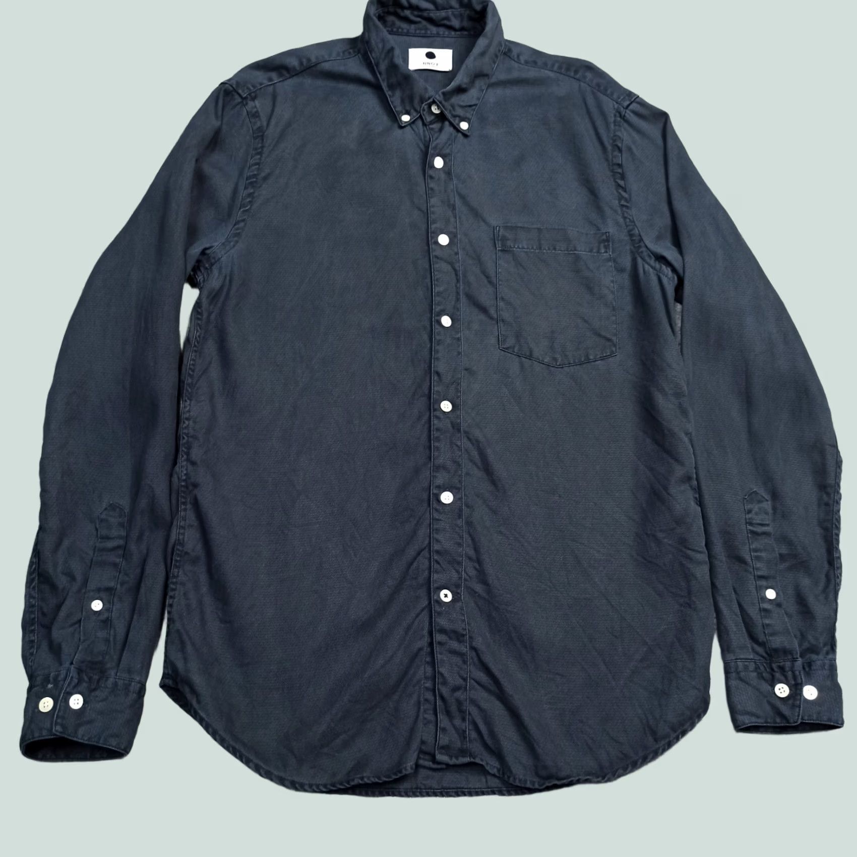 Nn07 Shirt Size M Slim Fit Tencel Dark Blue Button-Down Falk Mens, Men's