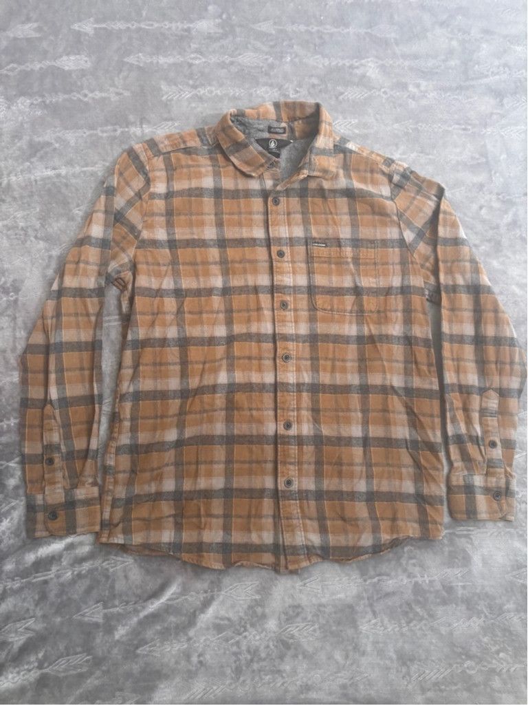 Volcom Men's Volcom Flannel Shirt Size M Brown Gray Plaid Size US M / EU 48-50 / 2 - 1 Thumbnail