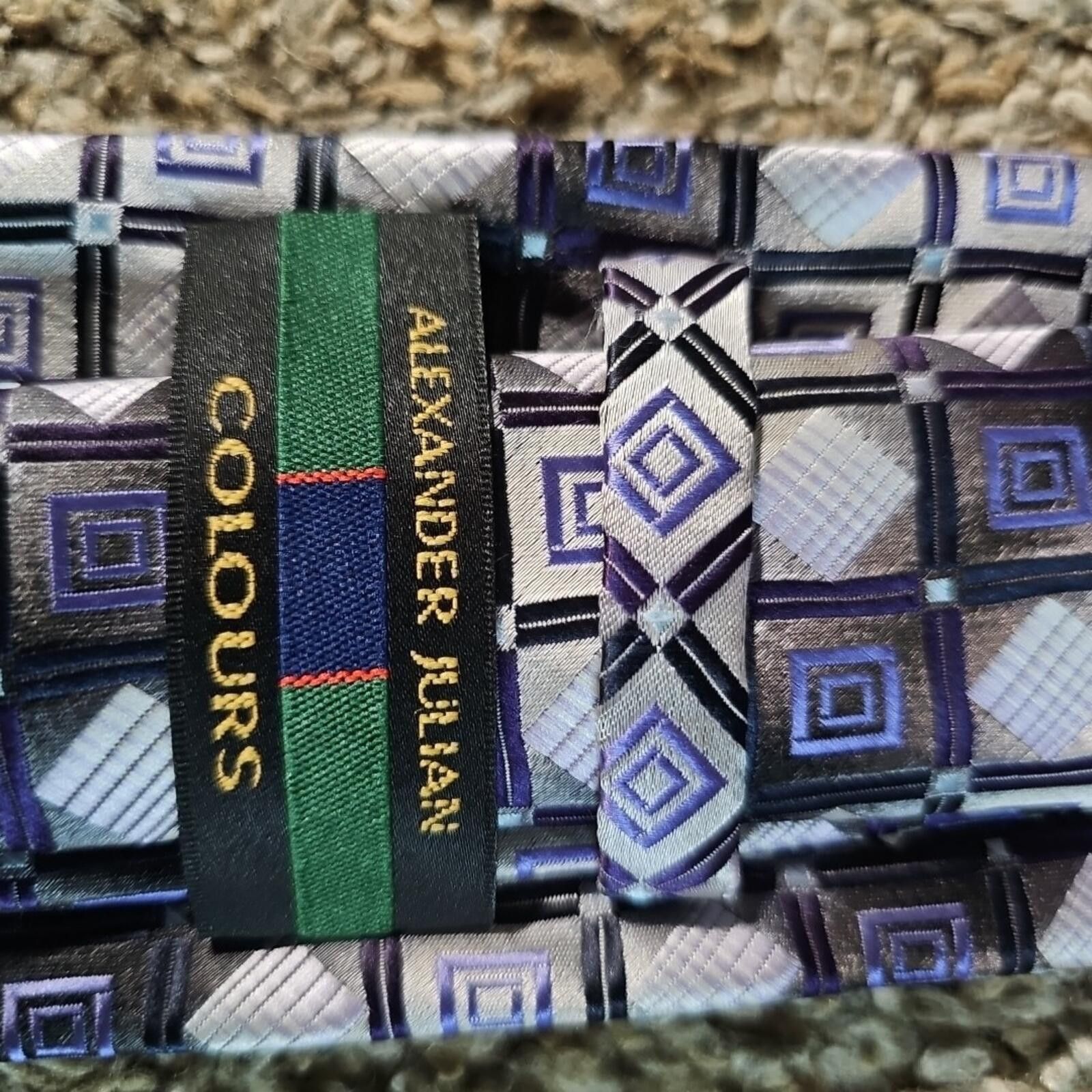 Alexander Julian alexander julian colours Neck tie Purple Silver Geometric Size ONE SIZE - 2 Thumbnail