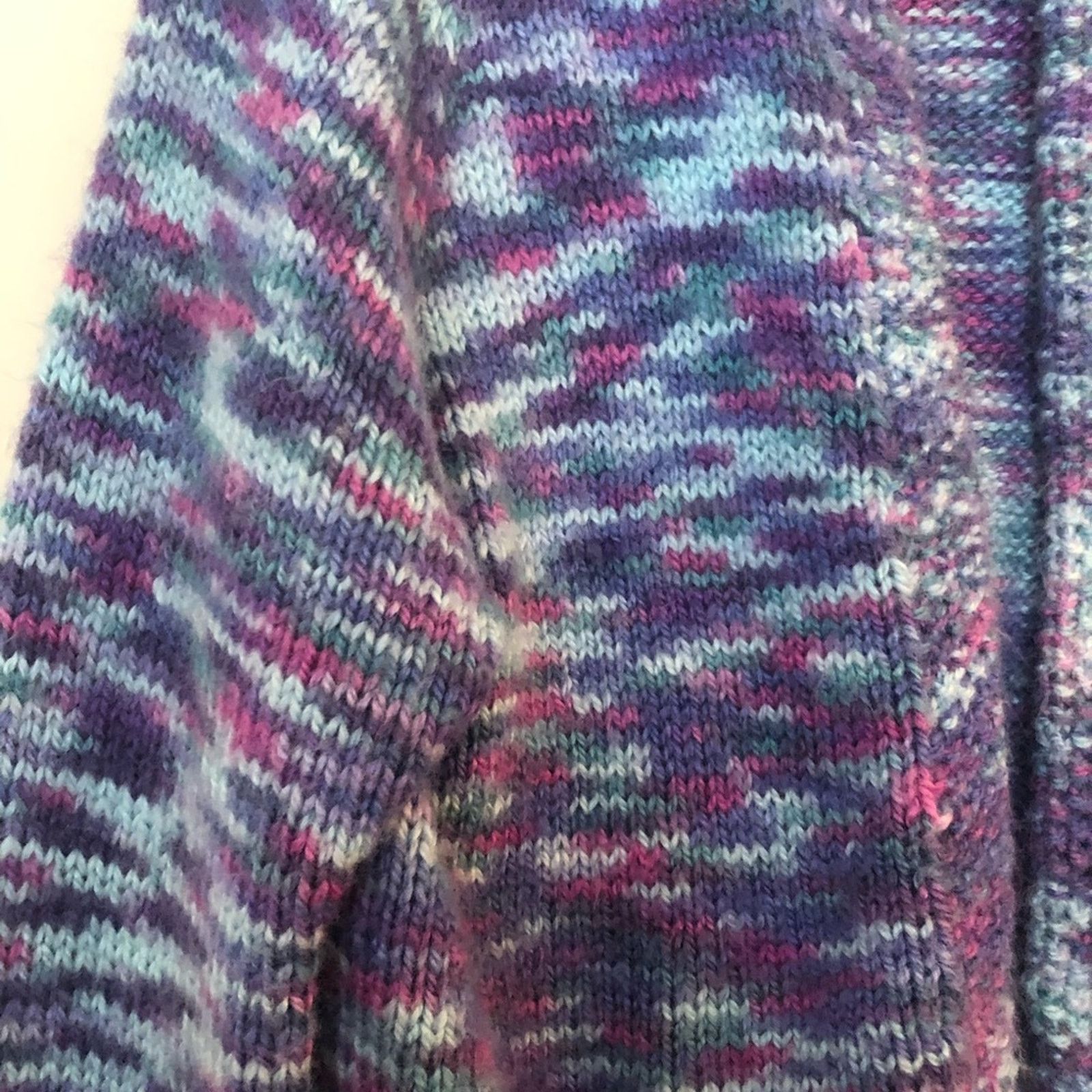 Vintage Vintage Blue and Purple Chunky Hand Knit Cardigan Size M / US 6-8 / IT 42-44 - 3 Thumbnail