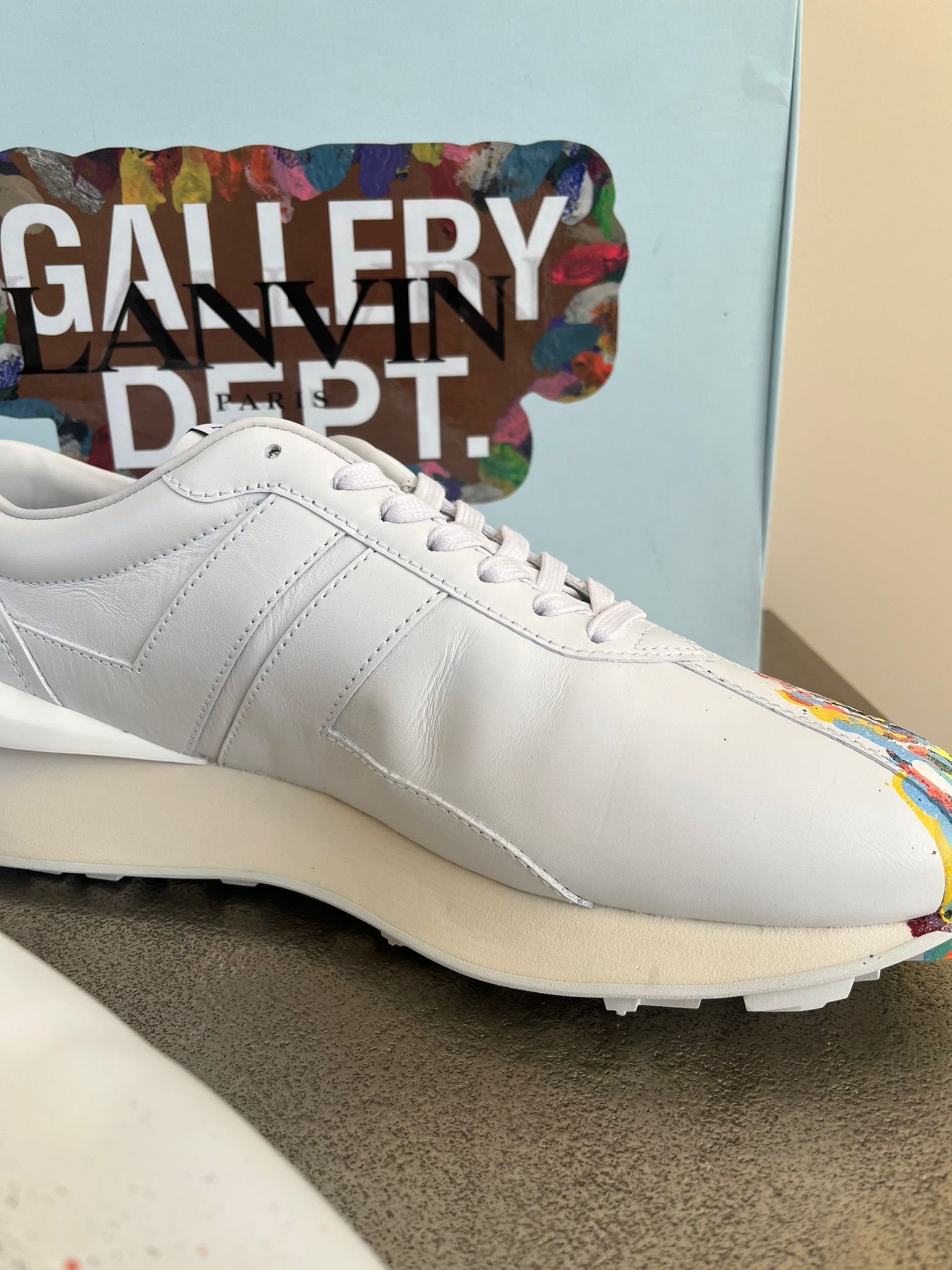 Gallery Dept. × Lanvin Paint Splatter Bump Sneakers in White Size US 12 / EU 45 - 10 Thumbnail