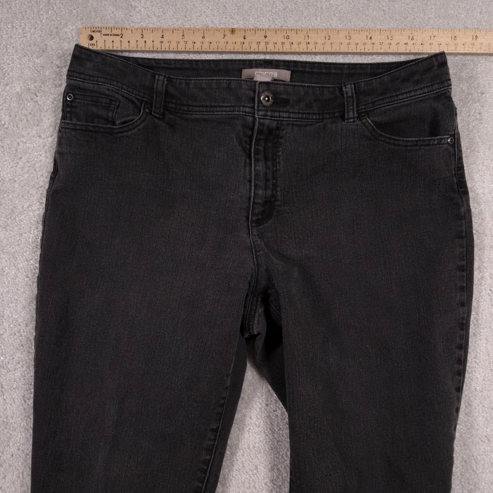 Vintage Chico's Jeans Womens 2.5 Short Black Wash Skinny Denim 5 Pocket Stretch Mid Rise Size 24" / US 00 / IT 34 - 5 Thumbnail