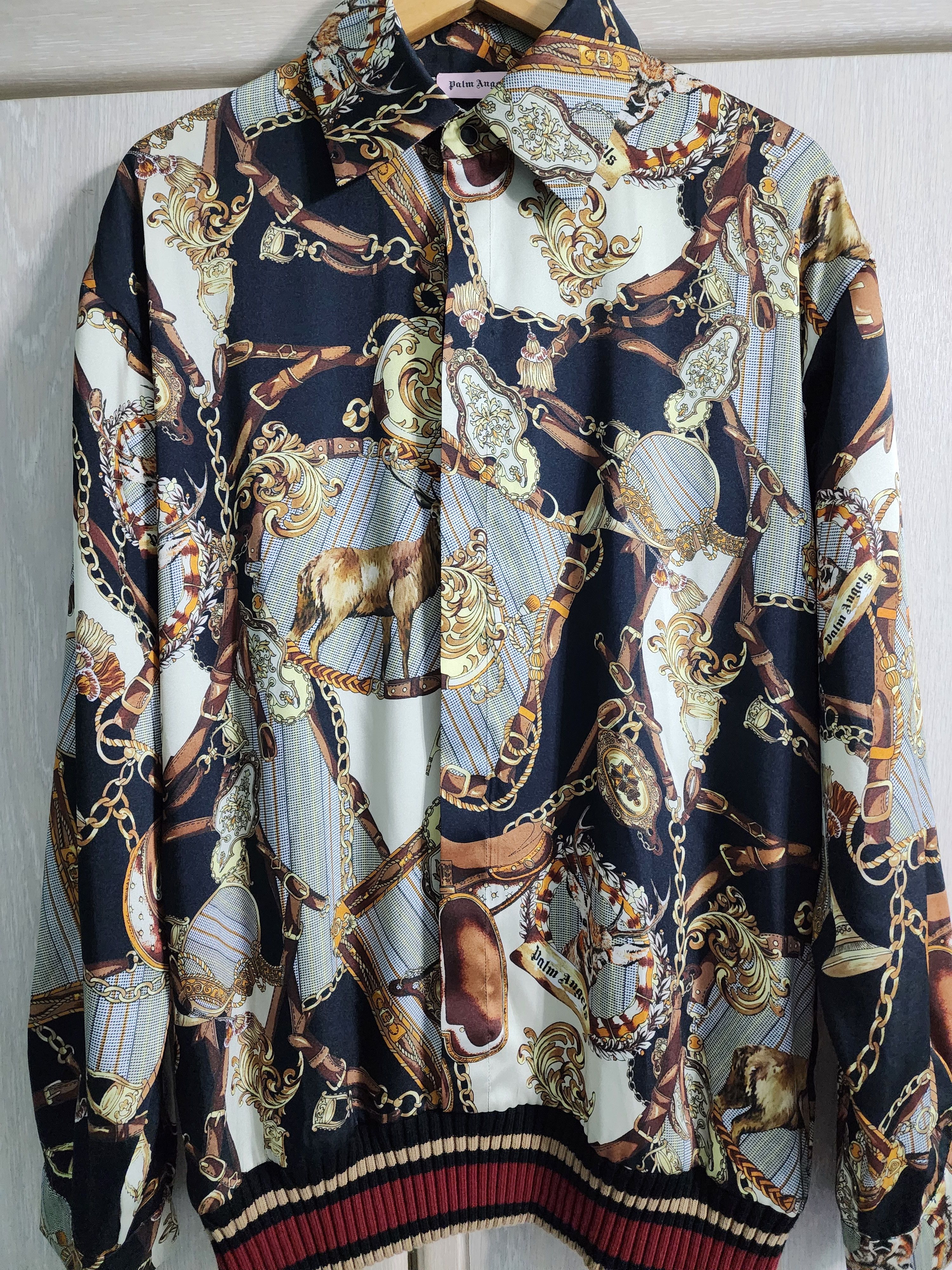 Palm Angels Bridle Motif Ribbed Twill Shirt Size US L / EU 52-54 / 3 - 3 Thumbnail