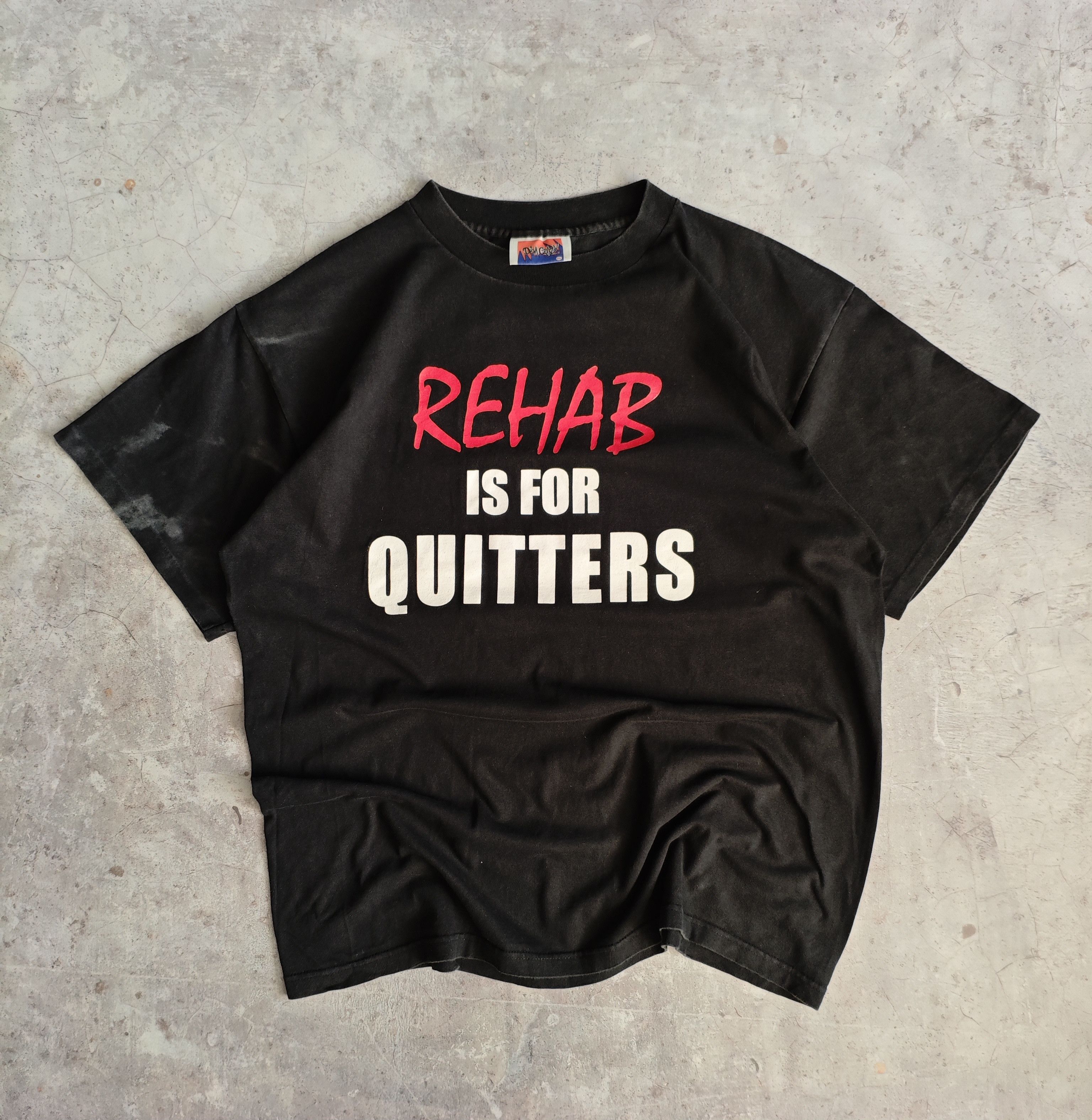 Vintage Crazy Vintage 1990s Humor Rehab Is For Quitters T-Shirt Size US XL / EU 56 / 4 - 2 Thumbnail