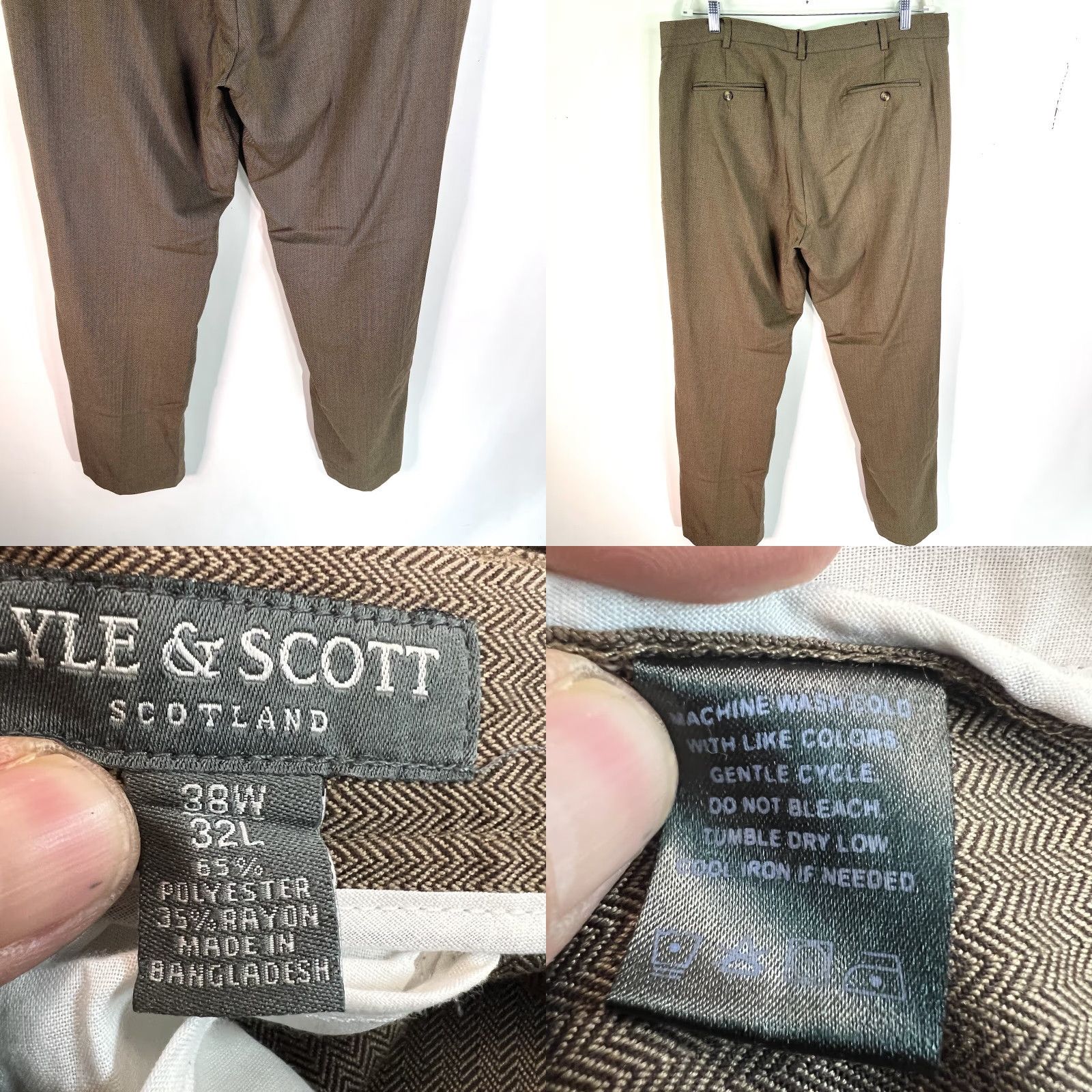 Lyle & Scott Lyle & Scott Scotland Hound's-tooth Flat Front Pants Mens 38 Brown 38X32 Size US 38 / EU 54 - 8 Thumbnail
