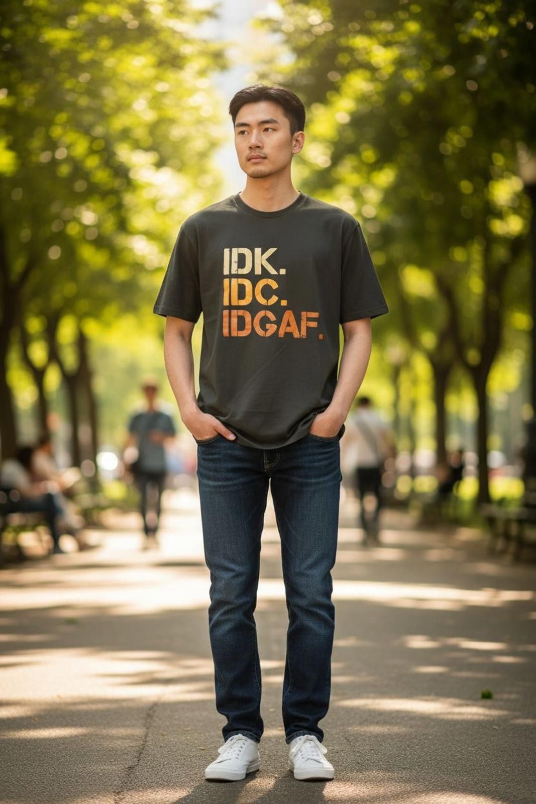 The Unbranded Brand Men's Black Graphic T-Shirt with IDK IDC IDGAF Text Size US XXL / EU 58 / 5 - 2 Thumbnail