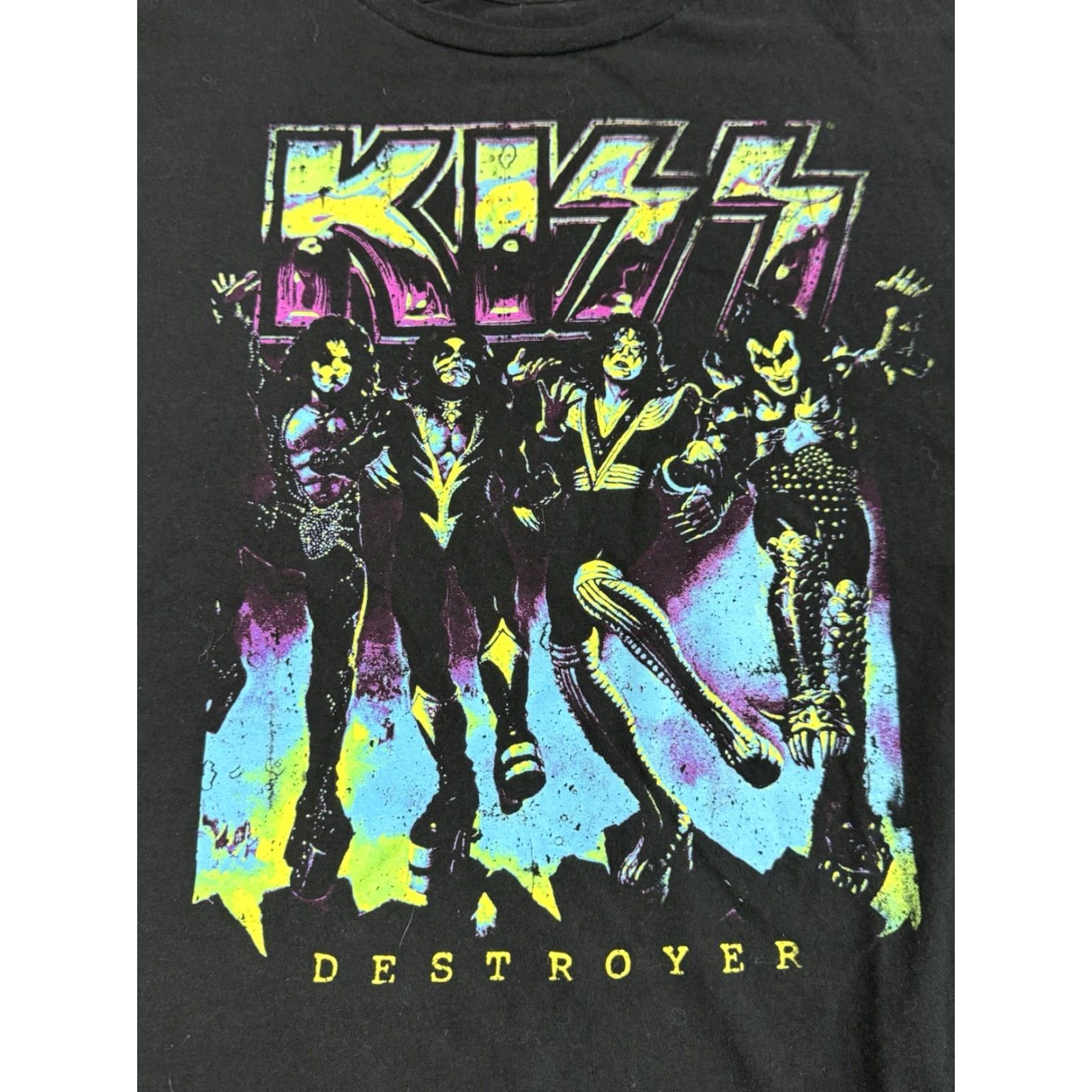 Vintage KISS Destroyer Black Neon Graphic Rock Band Fan T-Shirt Men's XL 46/48 Size XL Short Sleeve Crew Neck Cotton Regular 2010-2019 Bands Shirt Mens Size US XL / EU 56 / 4 - 2 Thumbnail