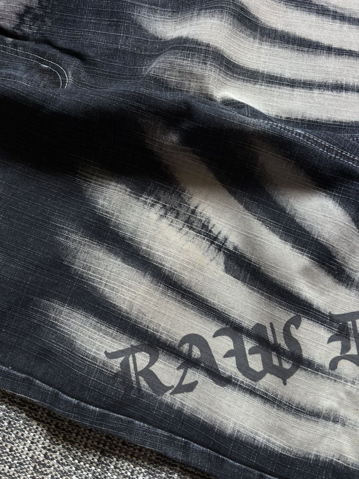Other Y2K Raw Blue Vintage Wide Leg Jeans Hand Graphic Faded Black Size US 36 / EU 52 - 10 Thumbnail
