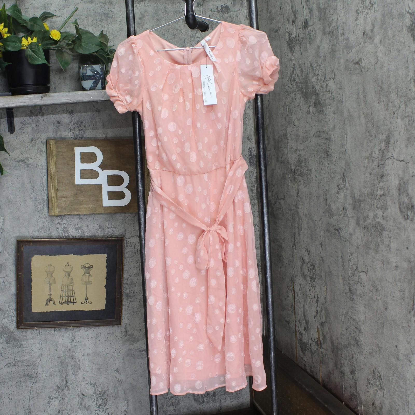 Other Nwt Ny Collection Swiss Dot Dress Rose Multi Circle Pink Ps Size S / US 4 / IT 40 - 1 Thumbnail