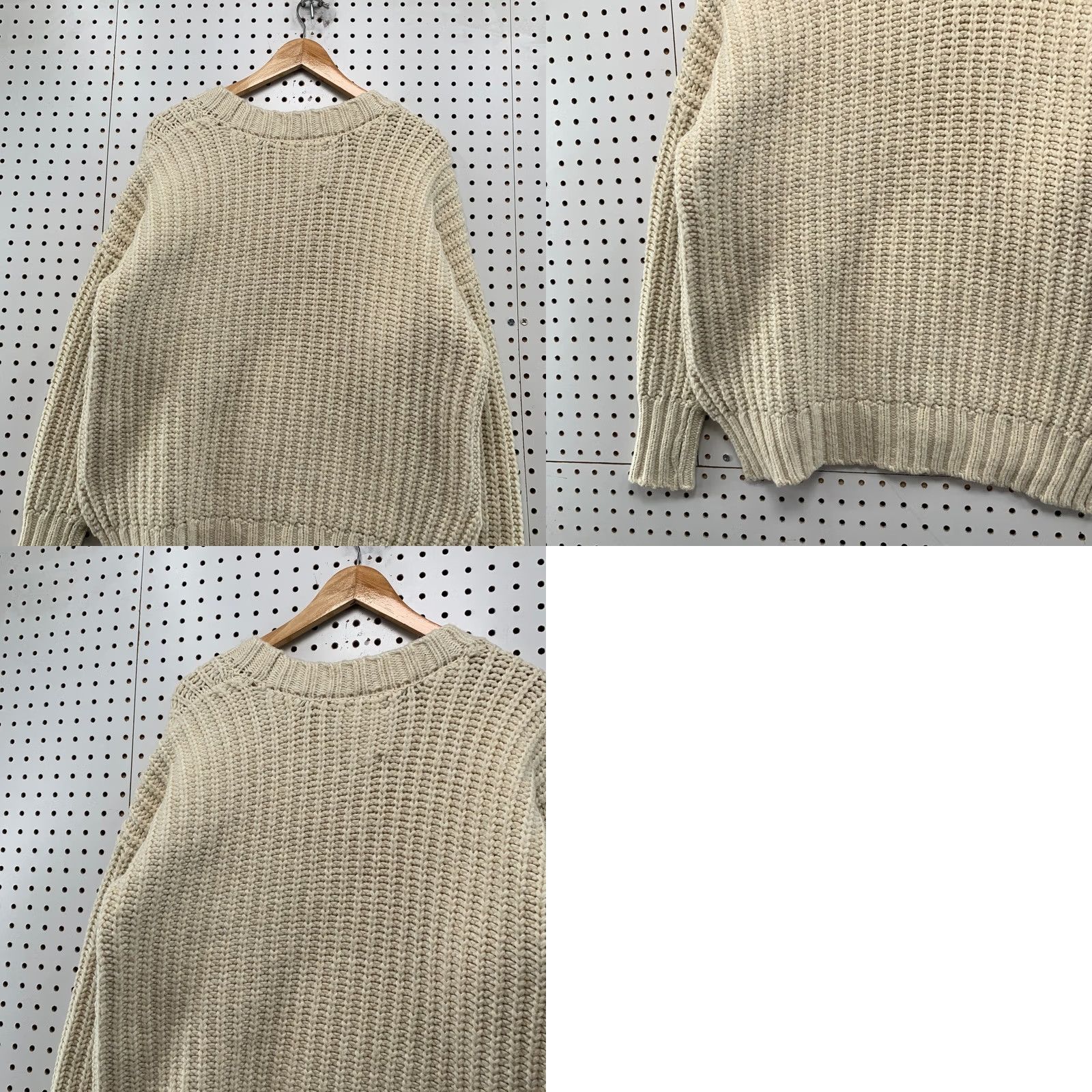 Vintage OFFLINE by Aerie Sweater Women S Cream Ivory Chunky Knit Crewneck/Heavy Ribbed Knit Pullover Oversized Casual Winter Size S / US 4 / IT 40 - 9 Thumbnail