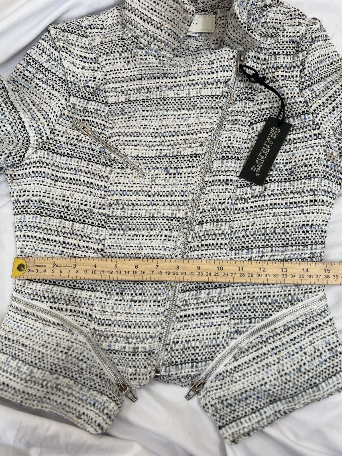 BLANKNYC Blank NYC tweed biker jacket black and white Size XS / US 0-2 / IT 36-38 - 10 Thumbnail