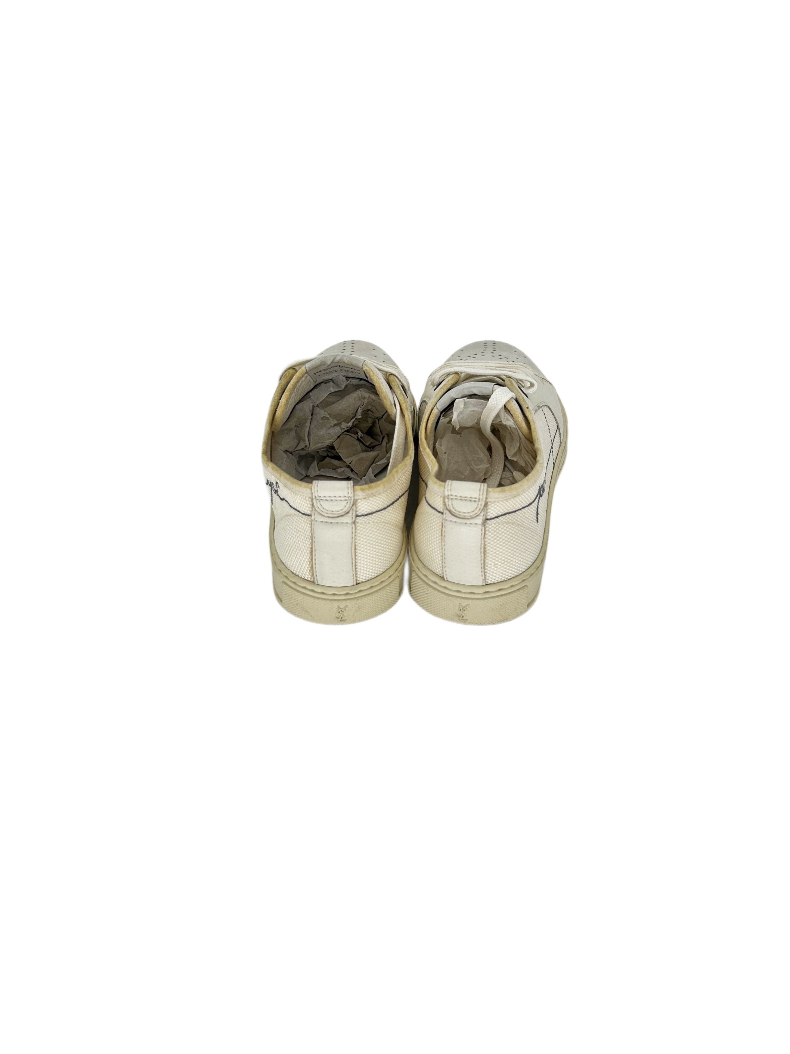 Yves Saint Laurent Yves Saint Laurent White Leather / Canvas Trainers Size US 6 / EU 39 - 6 Thumbnail