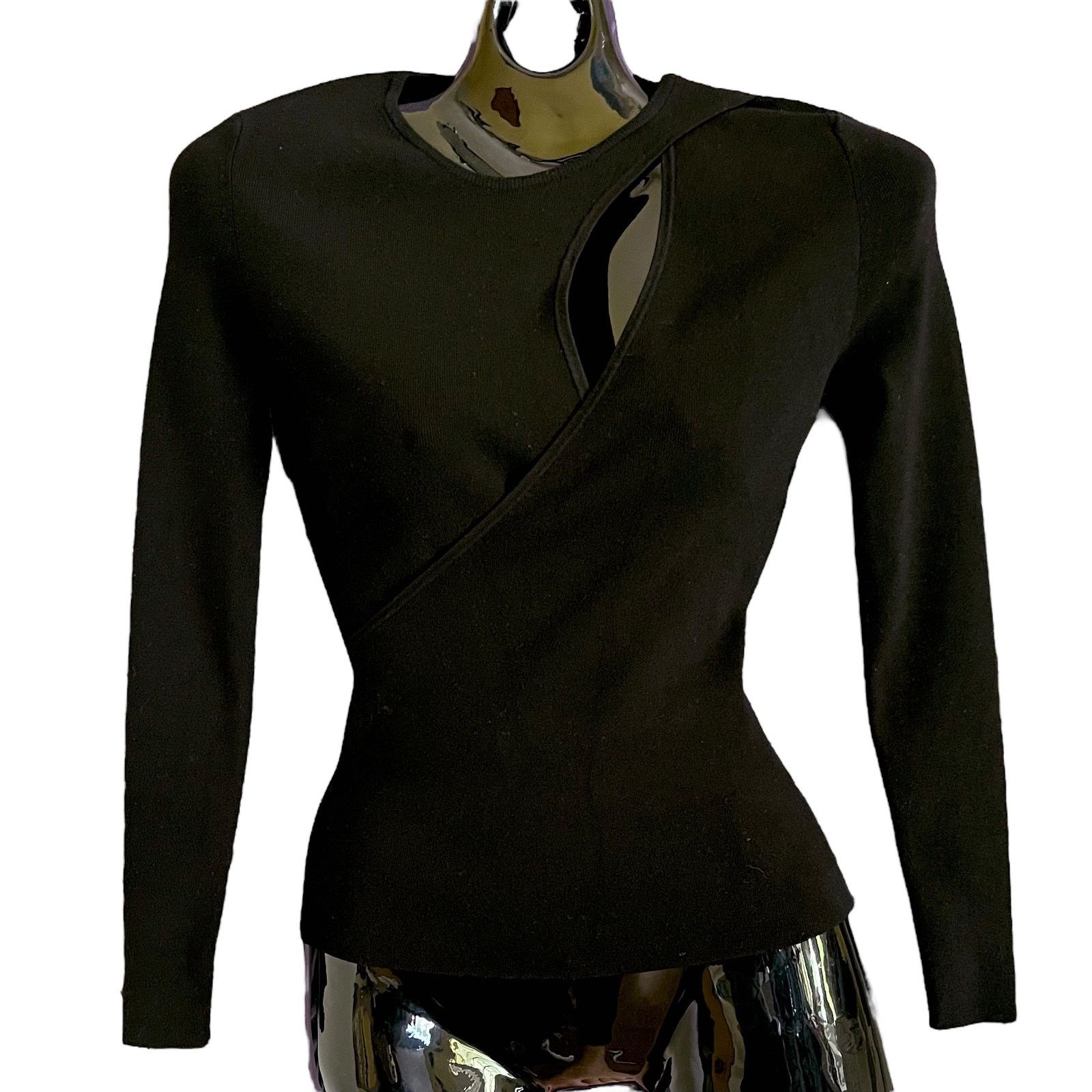 A.L.C. A.L.C. Priya Black Cut-Out Women's Long-Sleeve Knit Top Size XS / US 0-2 / IT 36-38 - 6 Thumbnail