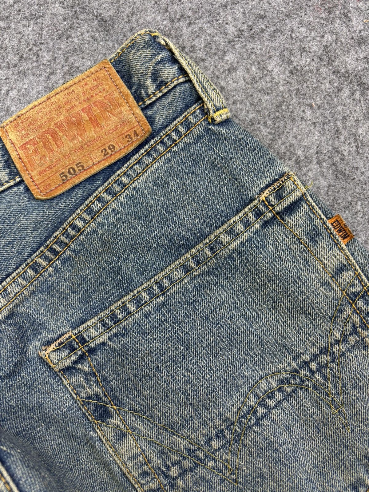 Edwin Wide Baggy 90s Selvedge Edwin 505 Medium Wash Denim F829 Size US 29 - 11 Thumbnail