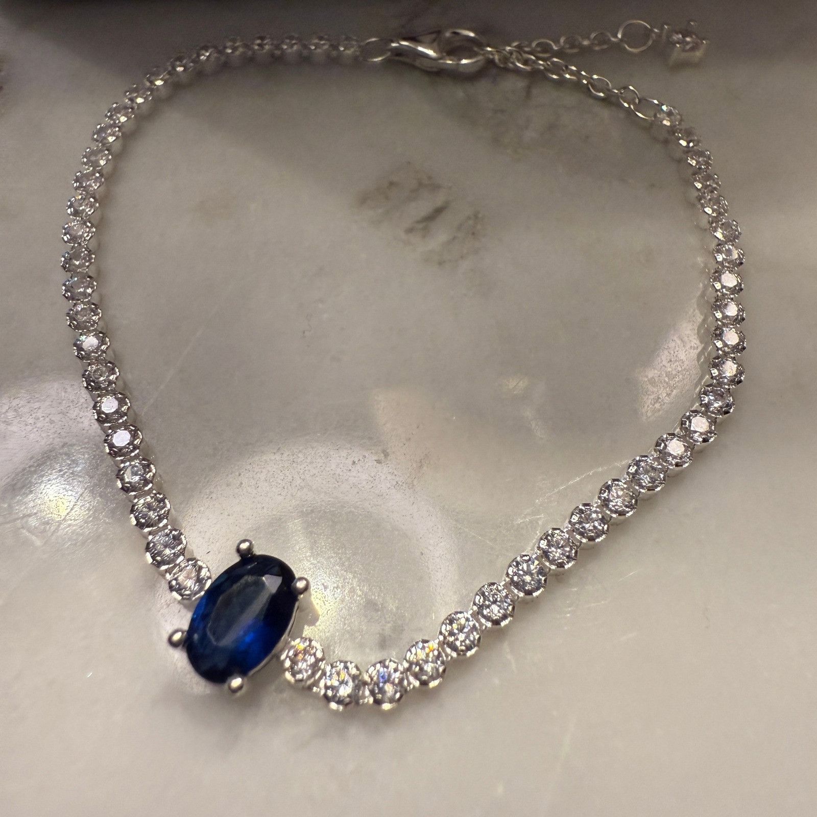 pandora Authentic Pandora , SZ 18CM, Blue Sapphire Clear CZ Tennis B Size ONE SIZE - 1 Thumbnail