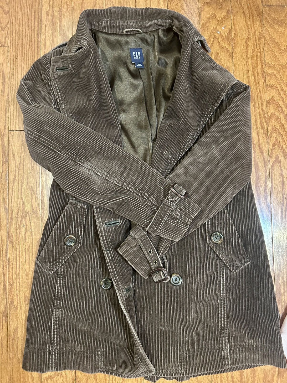 Gap GAP Brown Corduroy Trench Coat Jacket Size S / US 4 / IT 40 - 1 Thumbnail