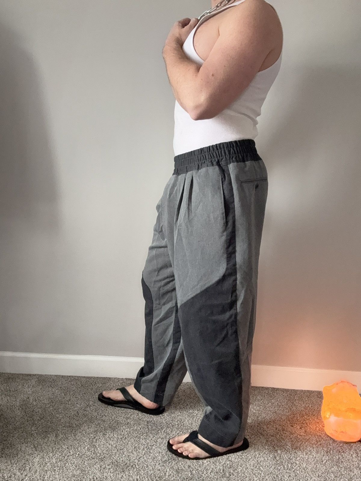Other Reclaimed Material Grey Colorblock Trousers Size US 36 / EU 52 - 2 Thumbnail