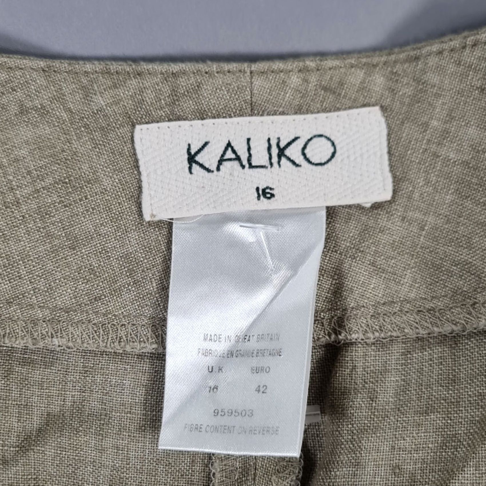 Vintage Kaliko Womens Trousers Green 16 UK Linen Wide-Leg 100% Linen Casual Summer Dress Pants Womens Size 38" / US 16 / IT 52 - 3 Thumbnail