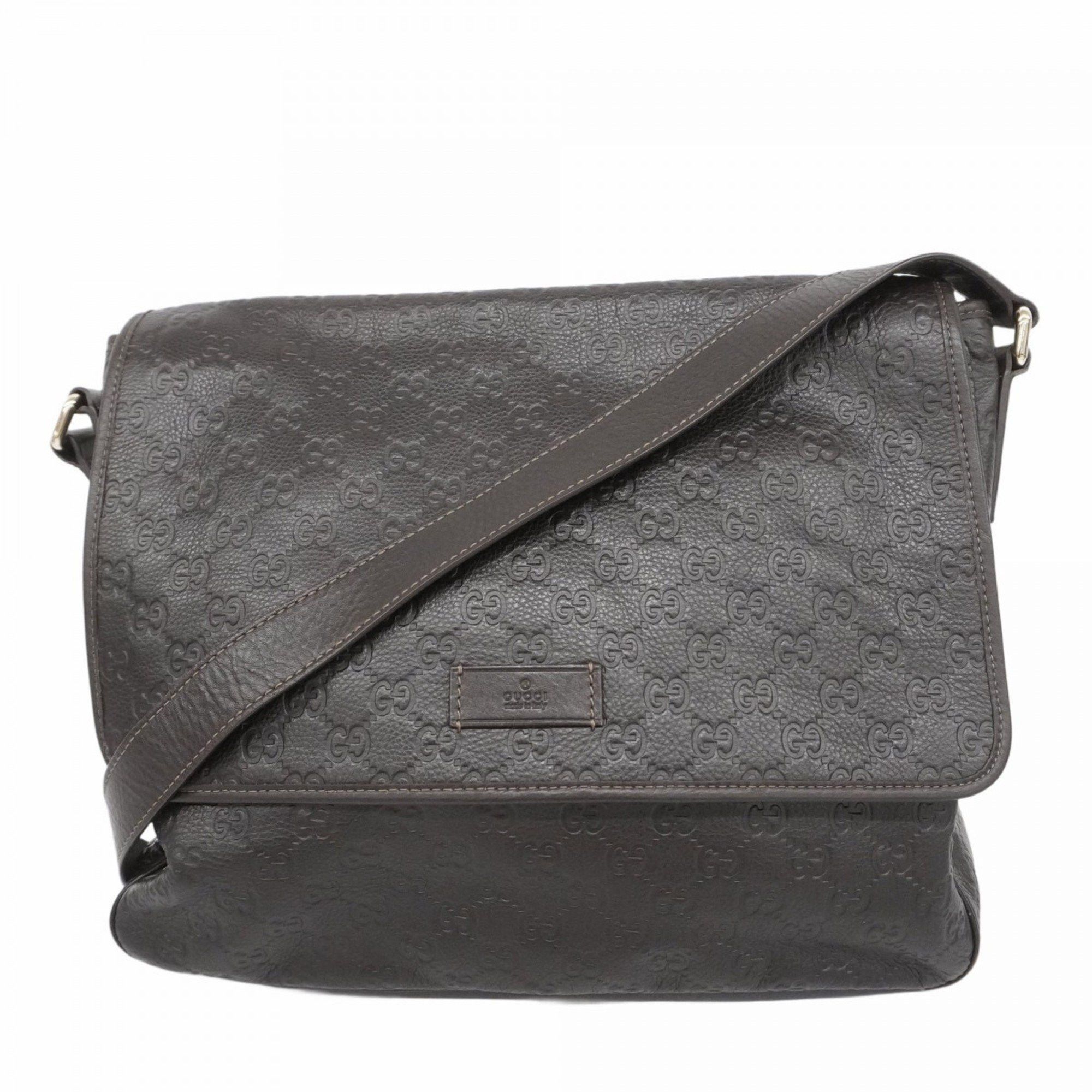 Gucci Shoulder Bag Guccissima 223665 Leather Brown Women's