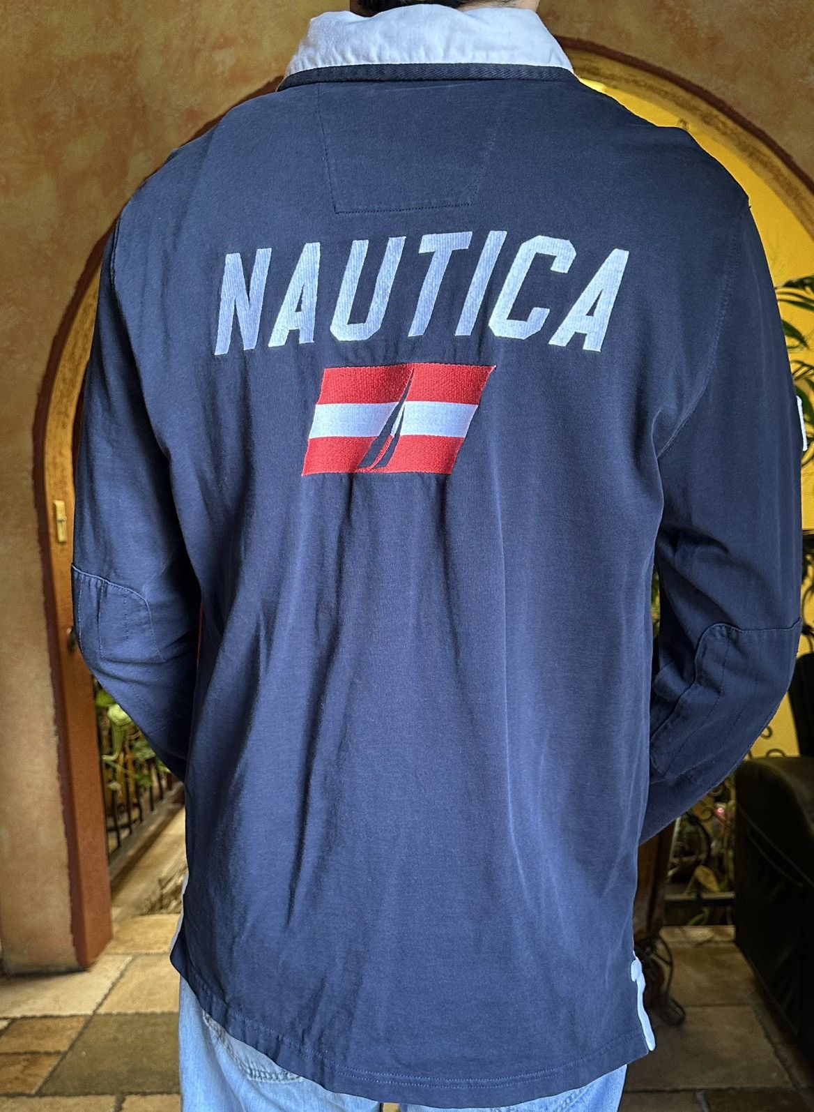 Nautica 📚 rare Nautica USA Sailing Striped Rugby Shirt Size US L / EU 52-54 / 3 - 7 Thumbnail