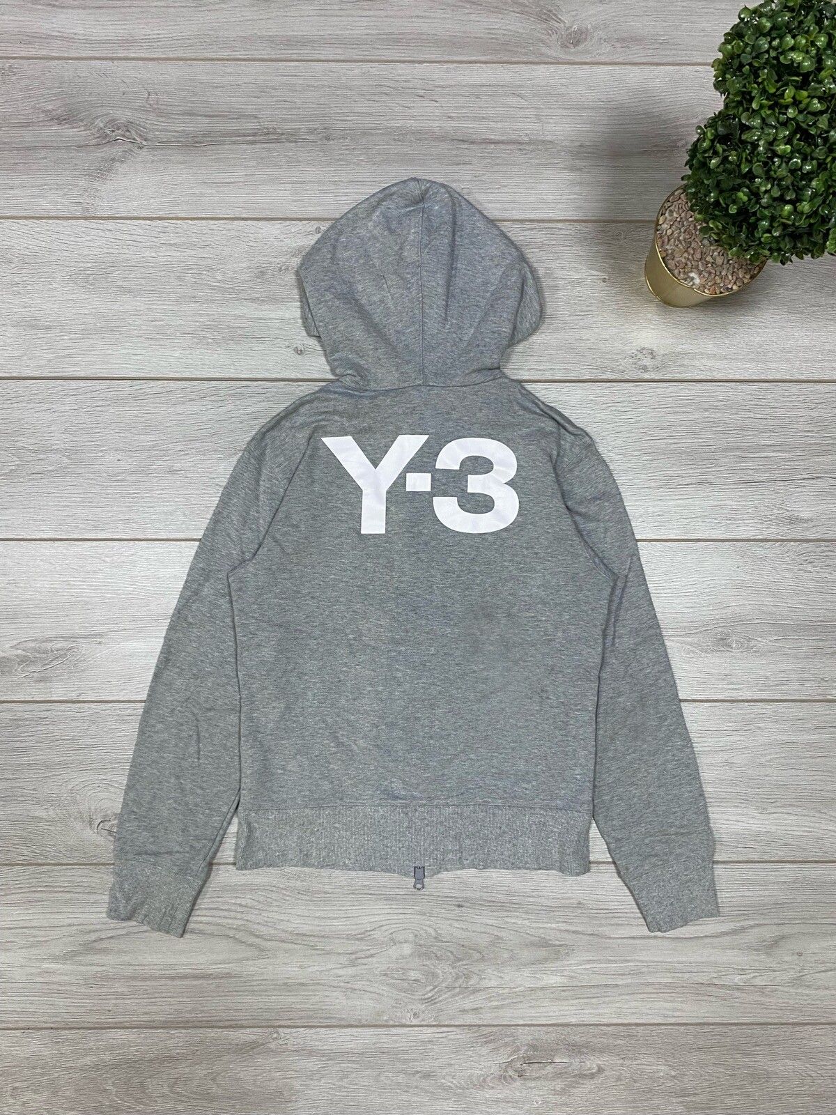 Pre-owned Vintage X Y 3 Y-3 Vintage Big Logo Y-3 Zip Hoodie Yohji Yamamoto X Adidas In Grey