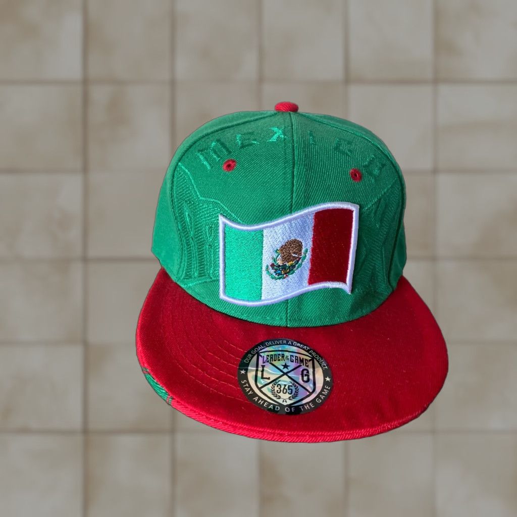 Vintage Leader of the Game Snapback Hat Cap Mexico Mexican Flag NWOT Men One Size Green Red Cap Snapback Baseball Hat Size ONE SIZE - 1 Thumbnail