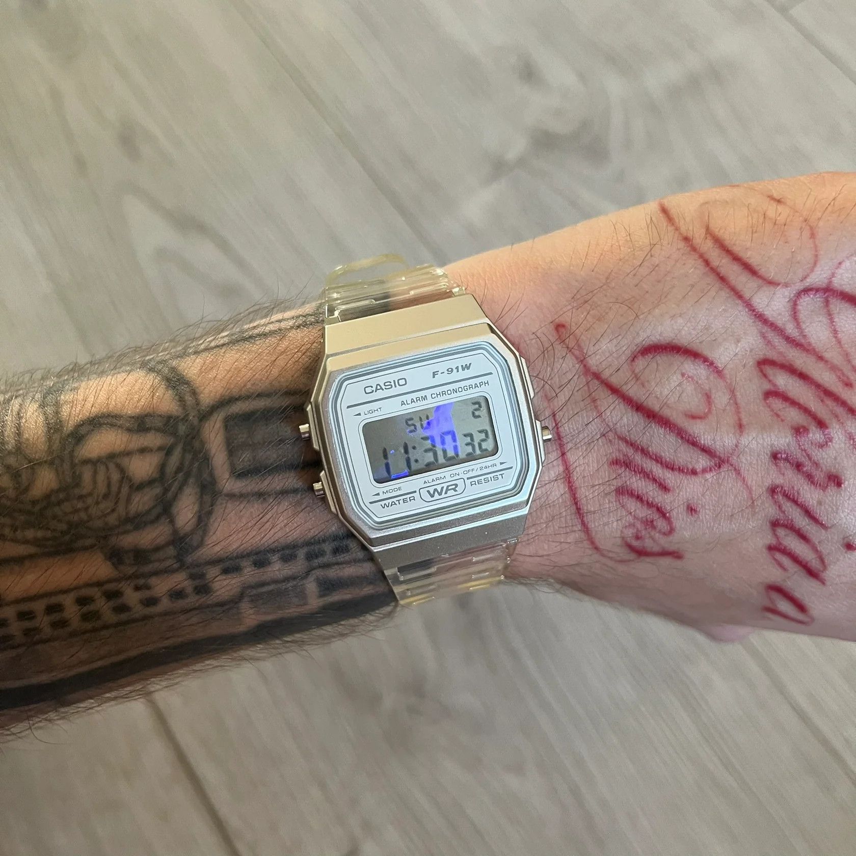 Casio Casio F-91W "Holo Diamonds" Clear Digital Watch Size ONE SIZE - 4 Thumbnail