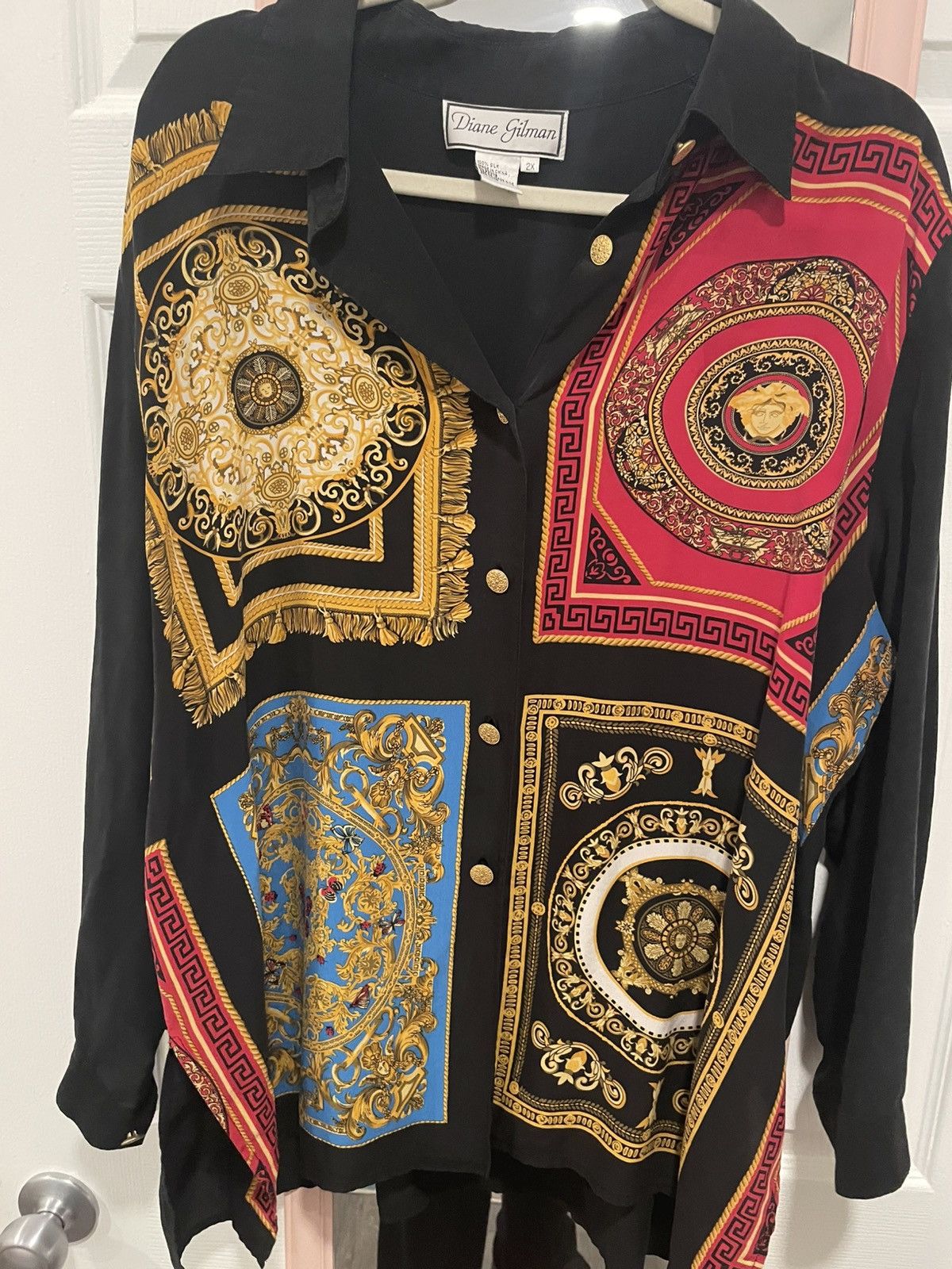 Diane von Furstenberg Diane Gilman Scarf-Print Silk Shirt Size ONE SIZE - 1 Thumbnail