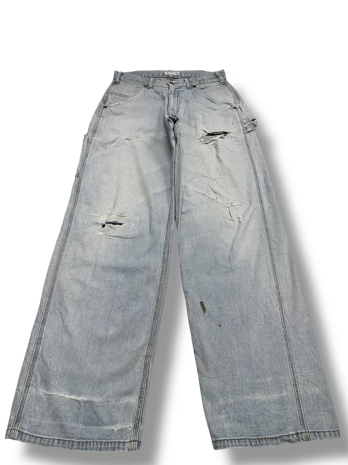 Japanese Brand BC Factory Distressed Baggy Loose Style With Faded Wash Size US 30 / EU 46 - 1 Thumbnail