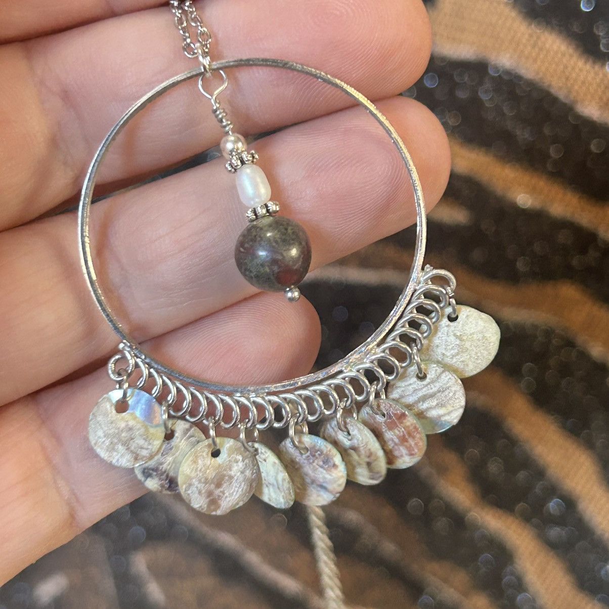 Handmade Handcrafted beaded medallion pendant on chain necklace Size ONE SIZE - 8 Thumbnail