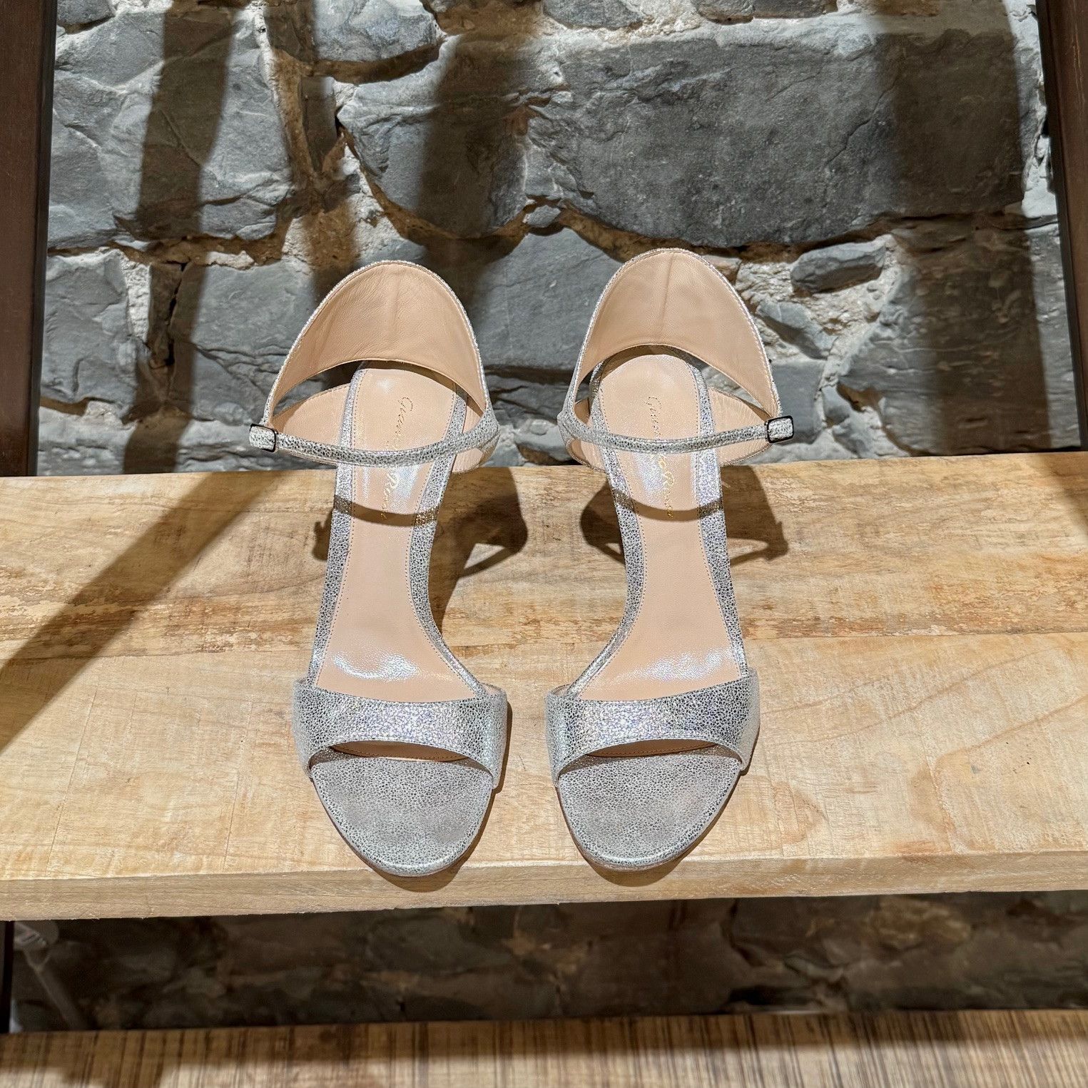 Gianvito Rossi Gianvitto Rossi Silver Metallic Ankle Strap Sandals Size US 8.5 / IT 38.5 - 3 Thumbnail