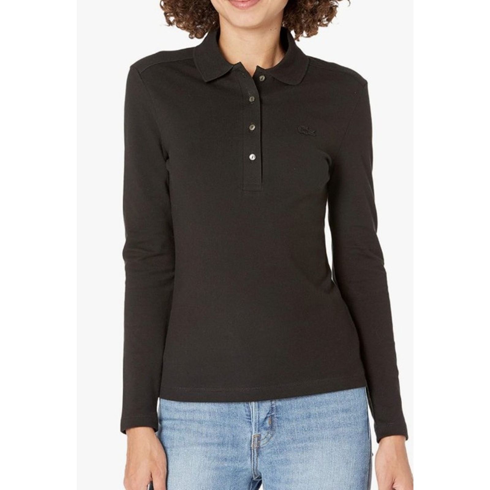 Lacoste Lacoste Women's Long Sleeve Slim Fit Stretch Polo Black 8 Size M / US 6-8 / IT 42-44 - 1 Thumbnail