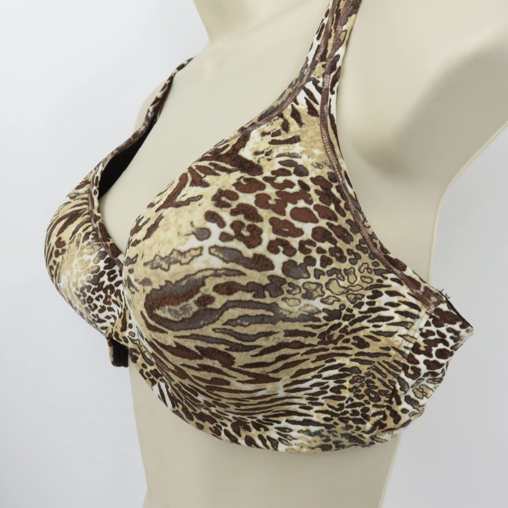 Hanes Hanes Bra 38D G888 Perfection Comfort Foam Underwired Brown Gray Animal Print Size ONE SIZE - 5 Thumbnail