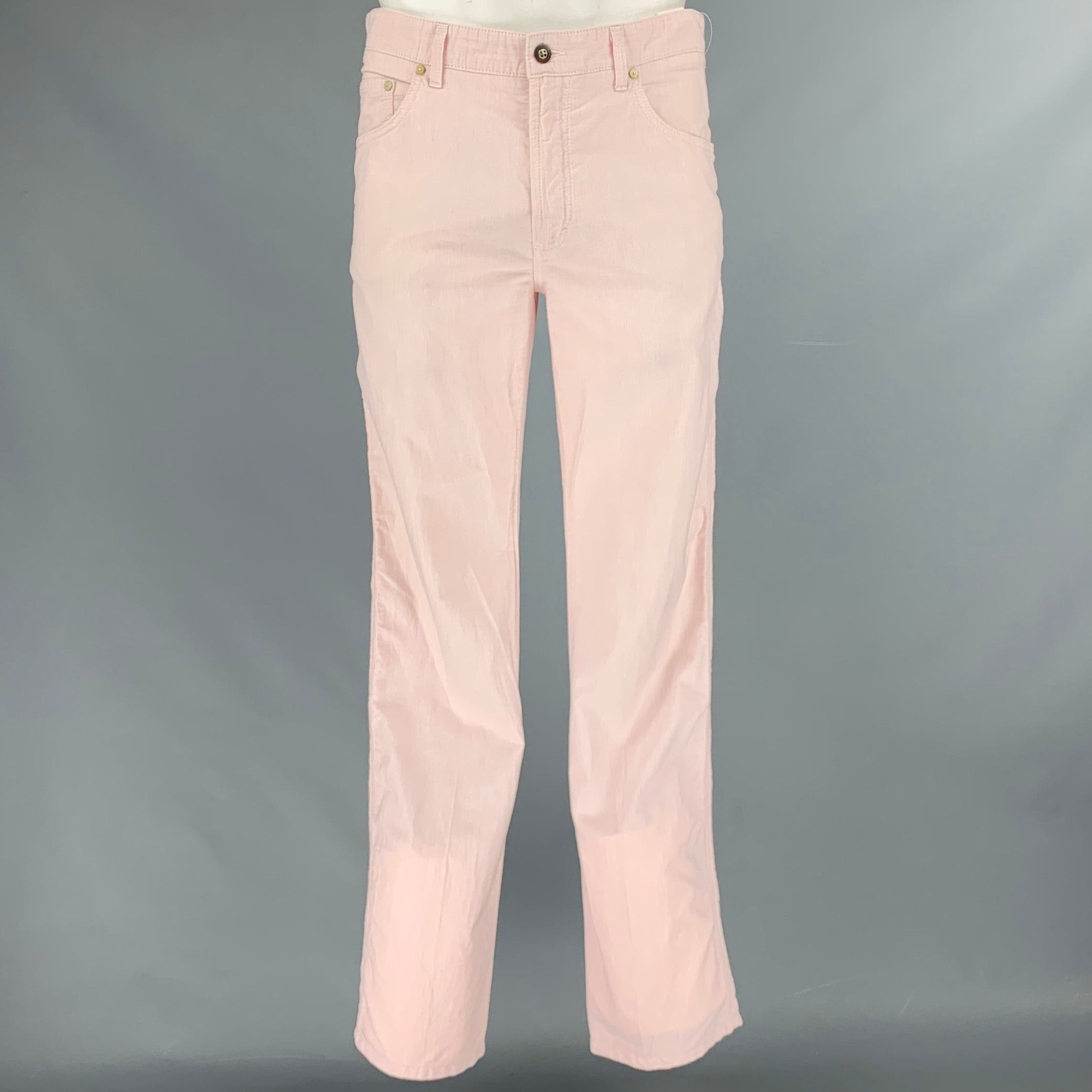 image of Pal Zileri Pink White Stripe Cotton 5 Pockets Casual Pants, Men's (Size 36)